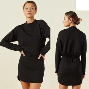 Monrow Super Soft Casual Fleece Sweatshirt Dress Women's Black Size: XS NWOT